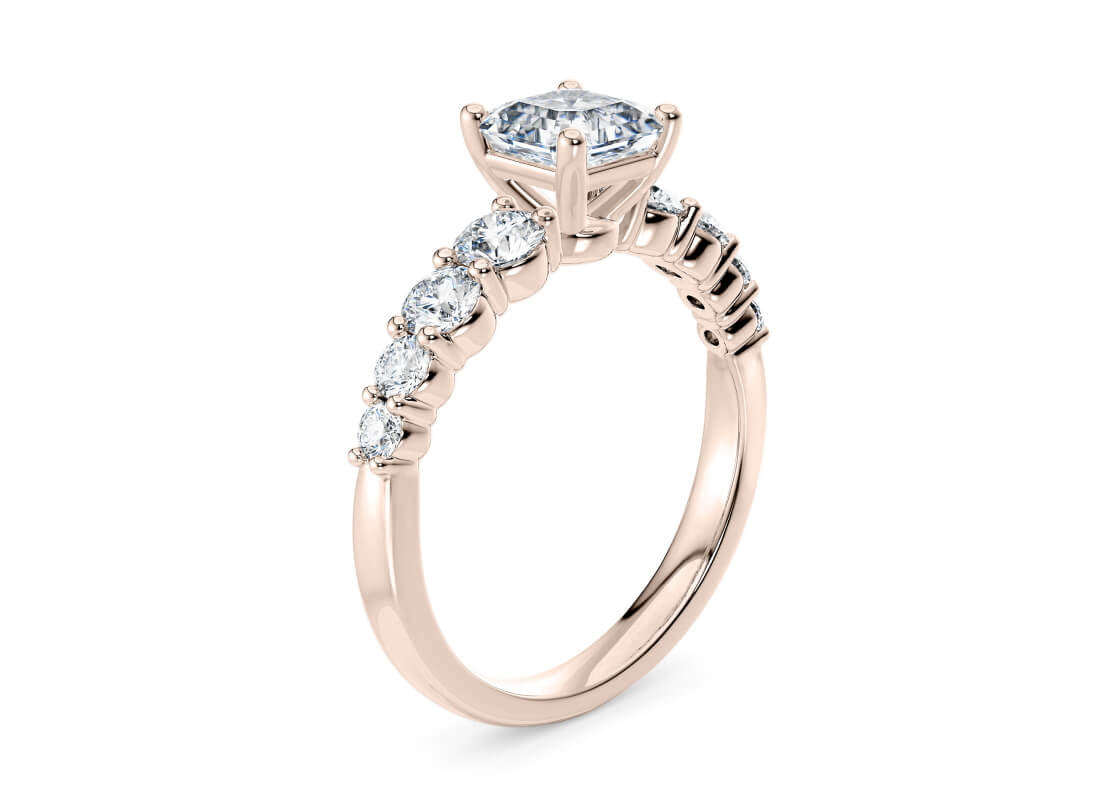 Lyra Diamond Band Rose Gold 18k Asscher Engagement Ring