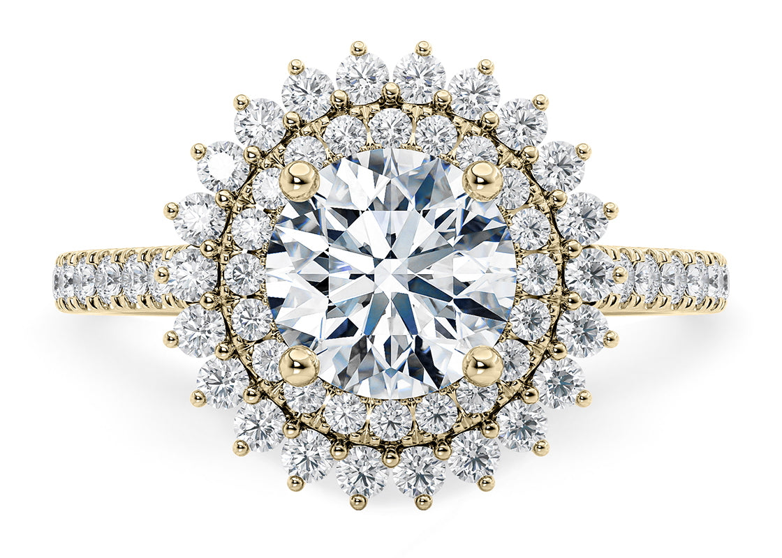 Berkeley Halo Yellow Gold 18k Round Engagement Ring