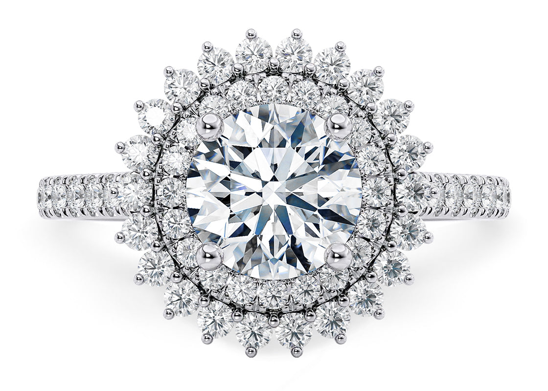 Berkeley Halo Platinum Round Engagement Ring