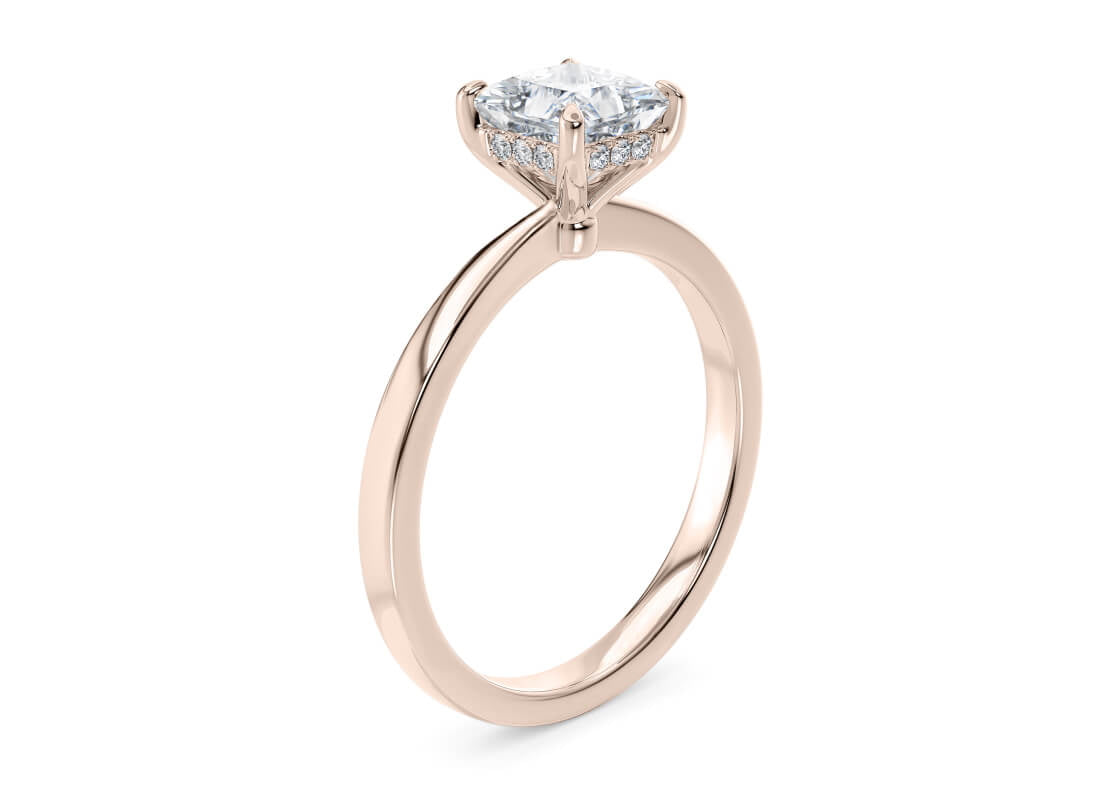 Starlight Solitaire Rose Gold 18k Princess Engagement Ring