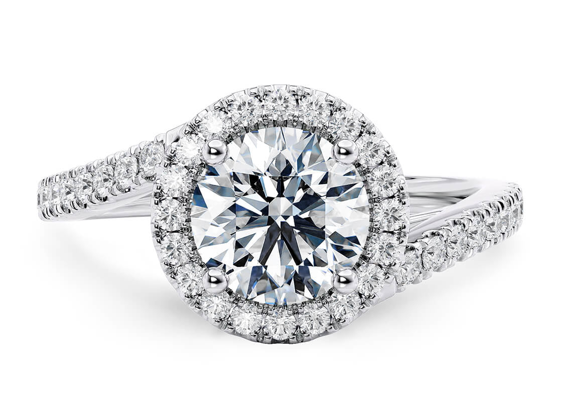 Kew Halo Platinum Round Engagement Ring