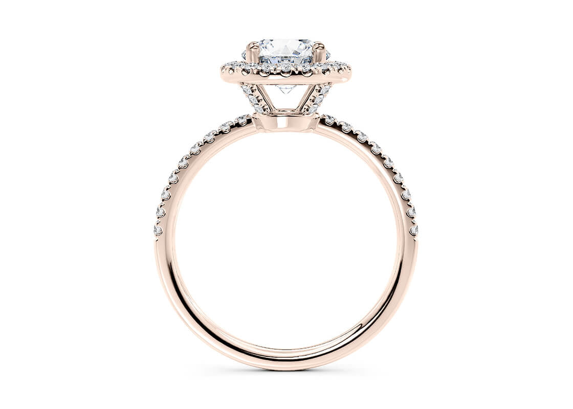Isabella Halo Rose Gold 18k Round Engagement Ring
