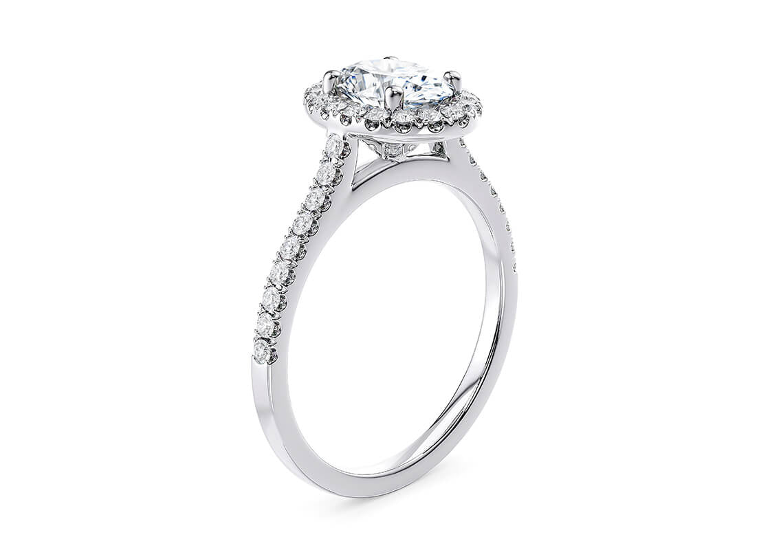 Aphrodite Halo Platinum Oval Engagement Ring