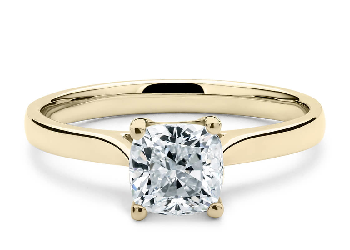 Contour Solitaire Yellow Gold 18k Cushion Engagement Ring