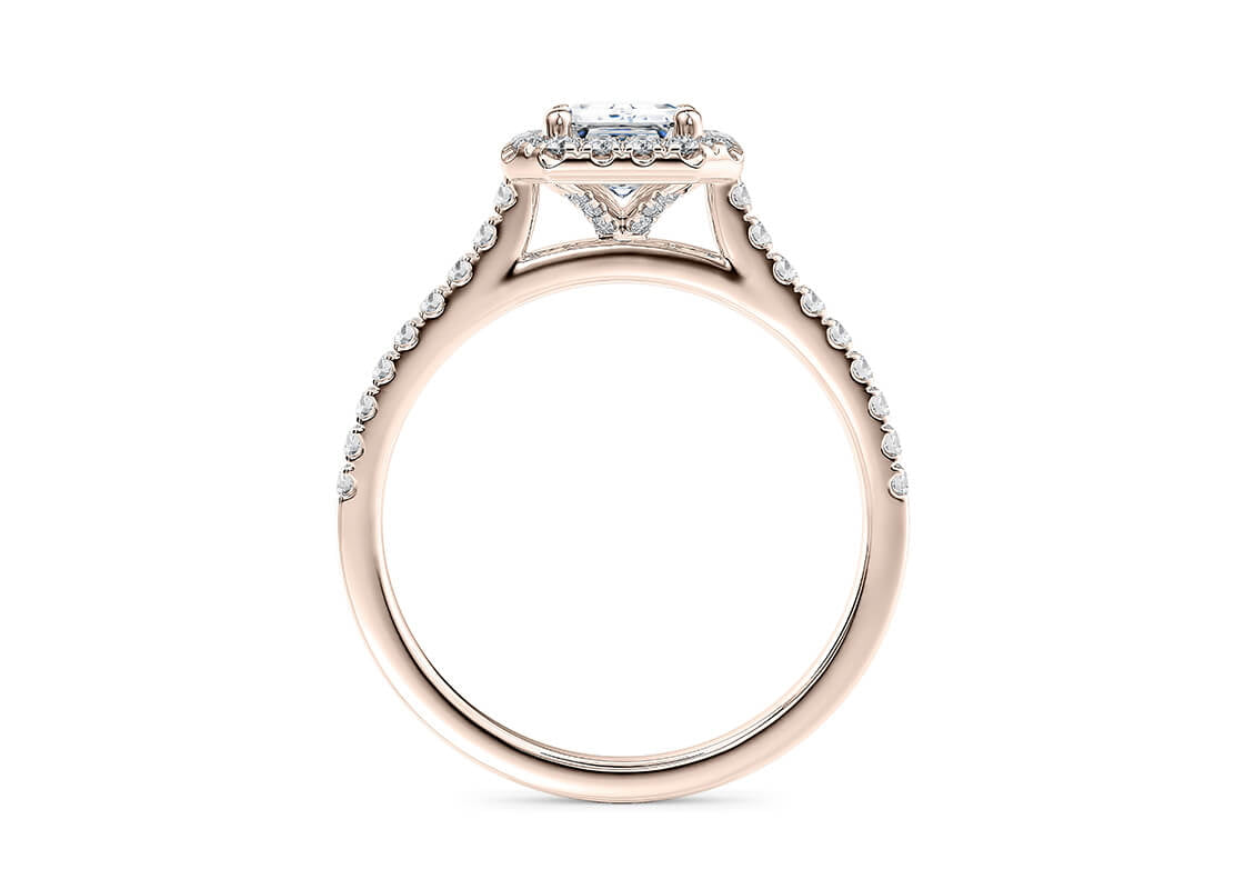 Aphrodite Halo Rose Gold 18k Emerald Engagement Ring