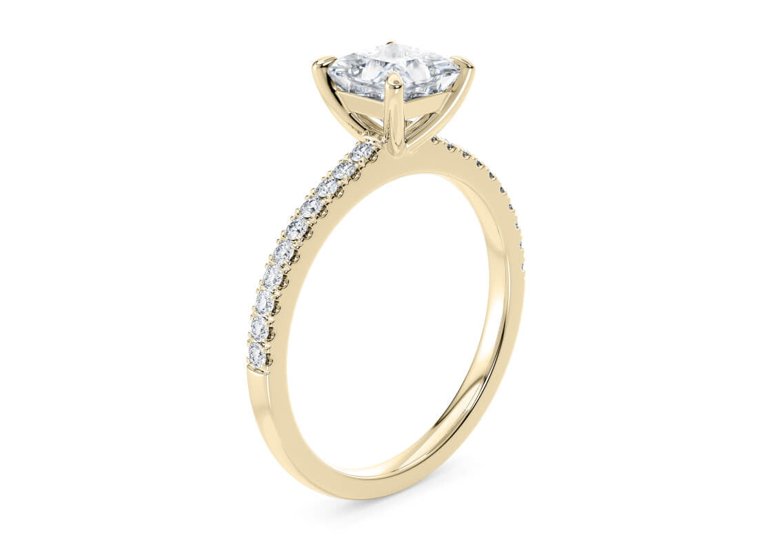 Aria Diamond Band Yellow Gold 18k Princess Engagement Ring