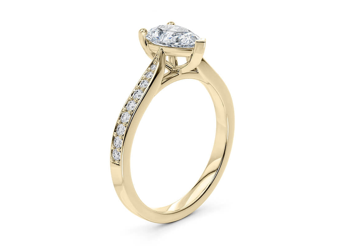 Victoria Diamond Band Yellow Gold 18k Pear Engagement Ring