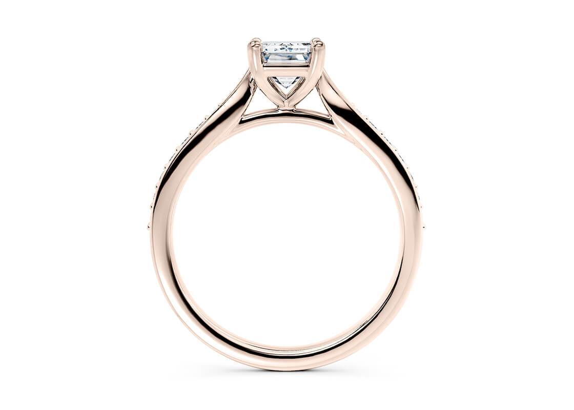 Victoria Diamond Band Rose Gold 18k Emerald Engagement Ring