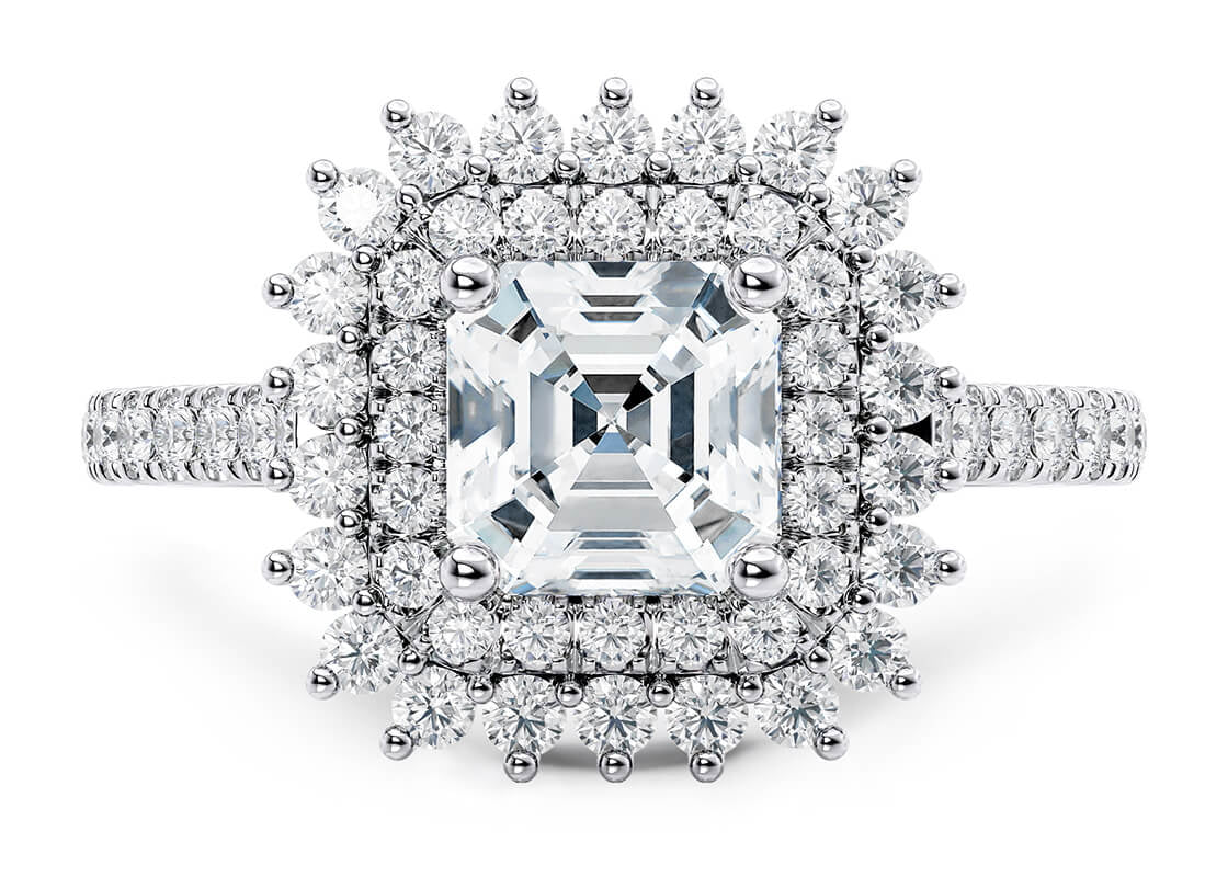 Berkeley Halo Platinum Asscher Engagement Ring
