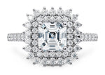 Berkeley Halo Platinum Asscher Engagement Ring