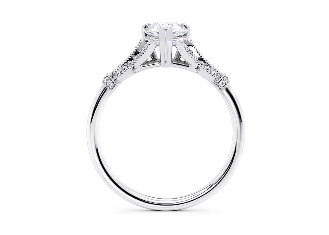 Jasmine Vintage Platinum Pear Engagement Ring