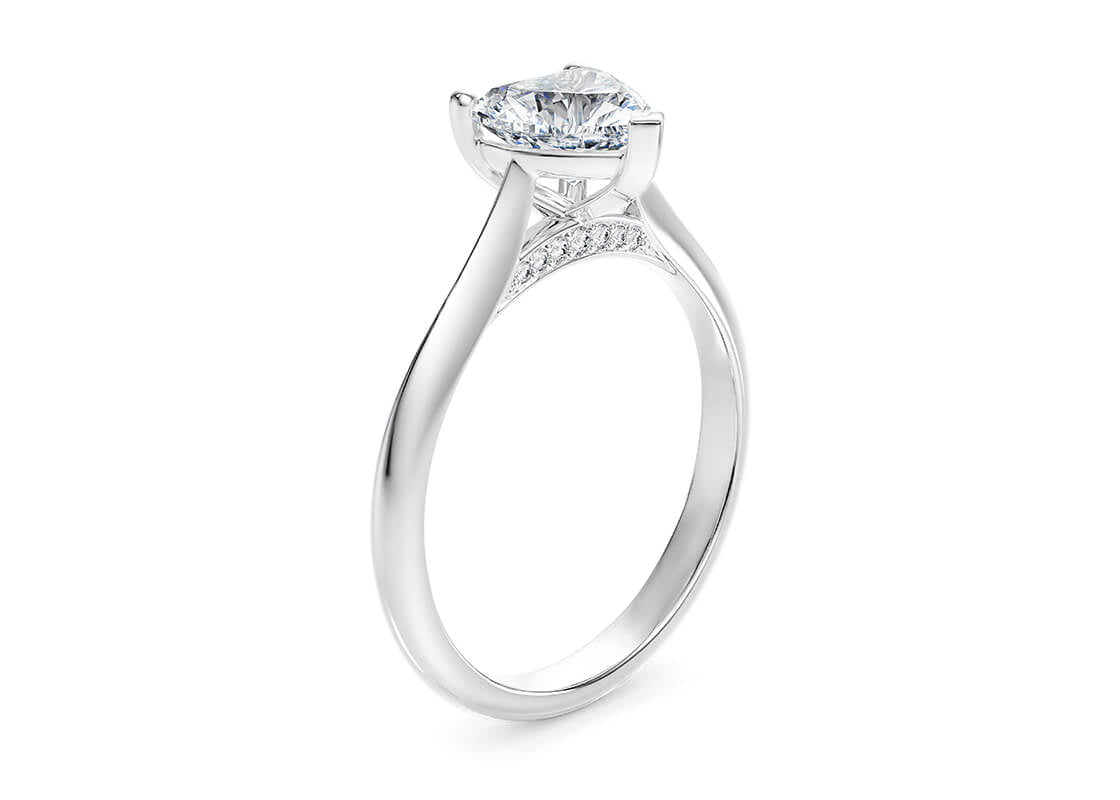 Iris Solitaire Platinum Heart Engagement Ring