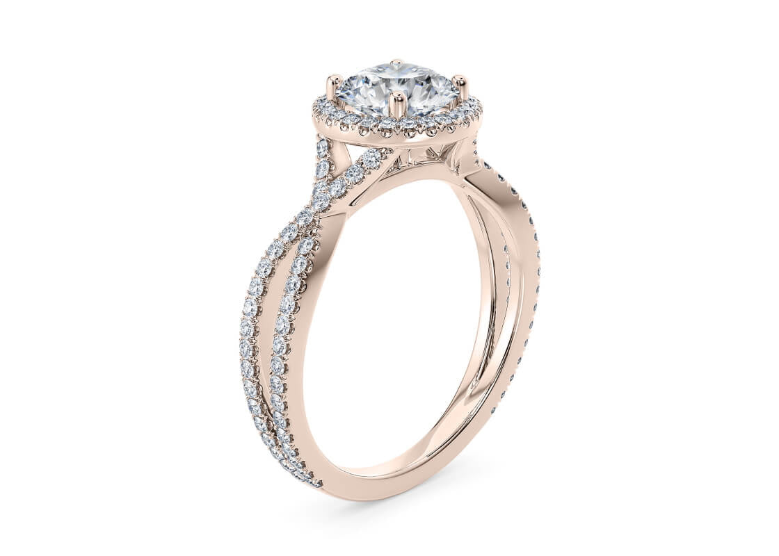 Bellatrix Halo Rose Gold 18k Round Engagement Ring