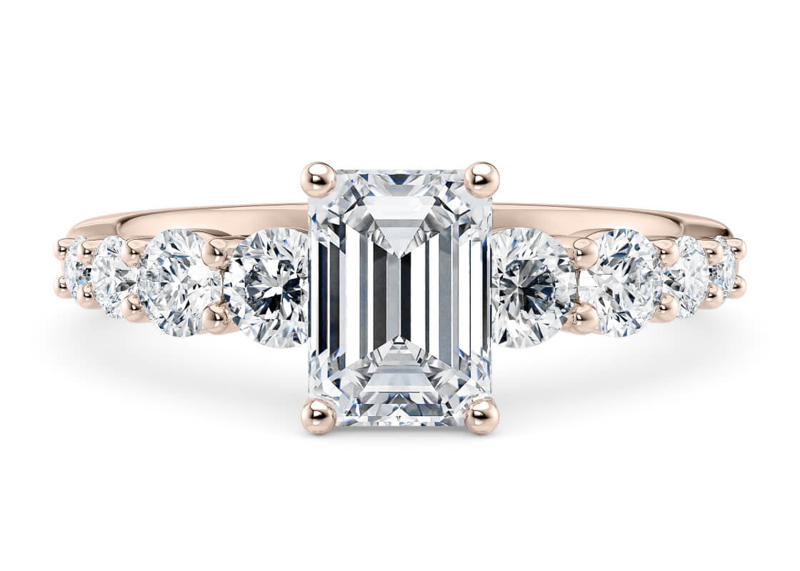 Lyra Diamond Band Rose Gold 18k Emerald Engagement Ring