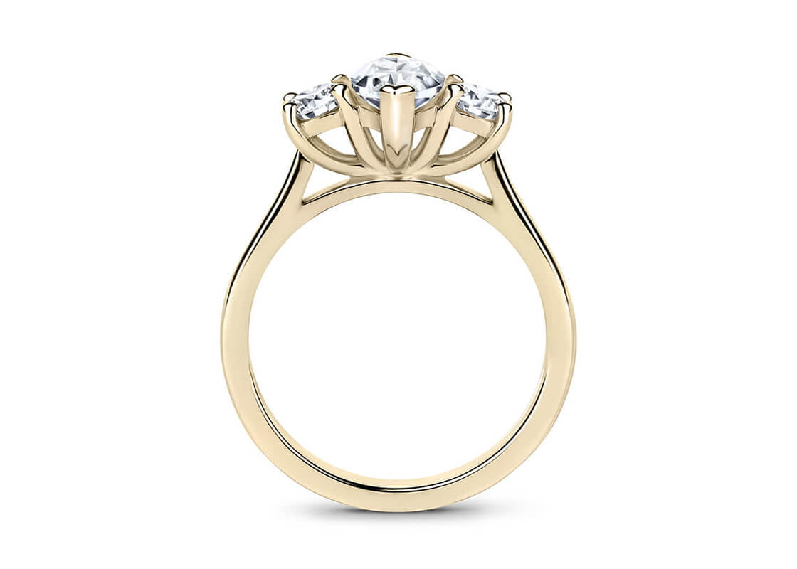 Roma Trilogy Yellow Gold 18k Marquise Engagement Ring