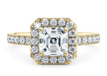 Medici Halo Yellow Gold 18k Asscher Engagement Ring