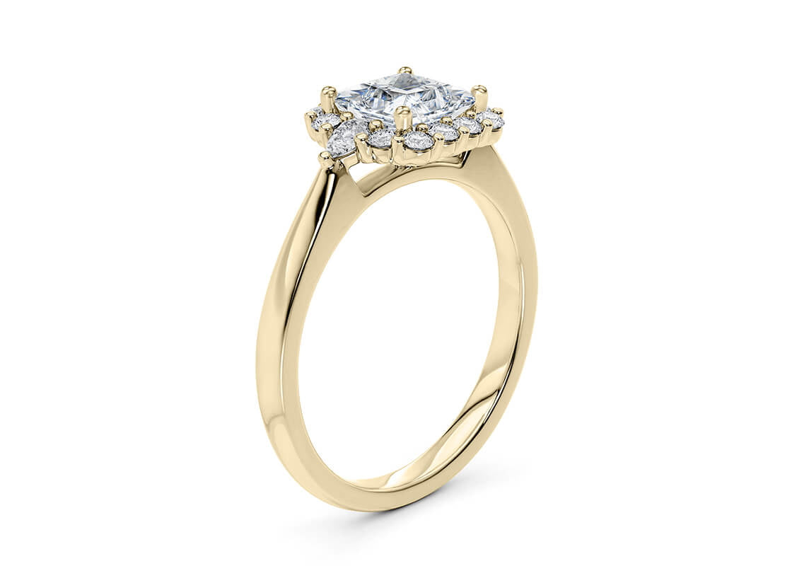 Hampstead Halo Yellow Gold 18k Princess Engagement Ring
