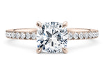 Aria Diamond Band Rose Gold 18k Cushion Engagement Ring