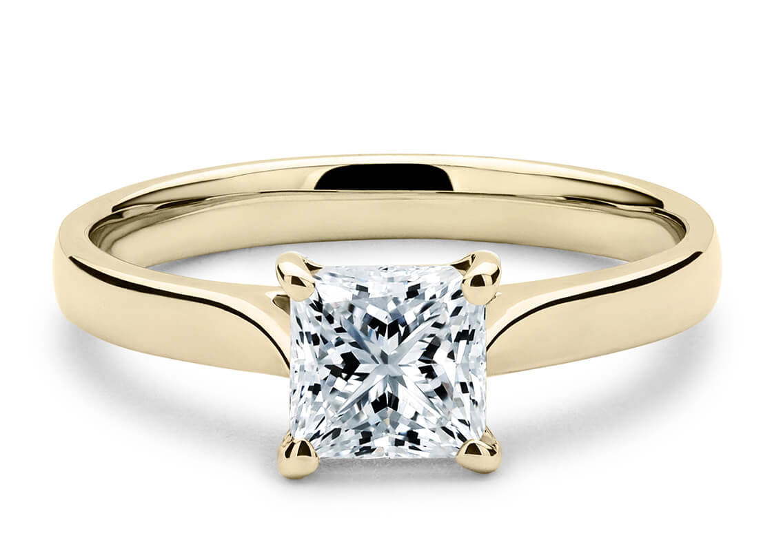 Contour Solitaire Yellow Gold 18k Princess Engagement Ring