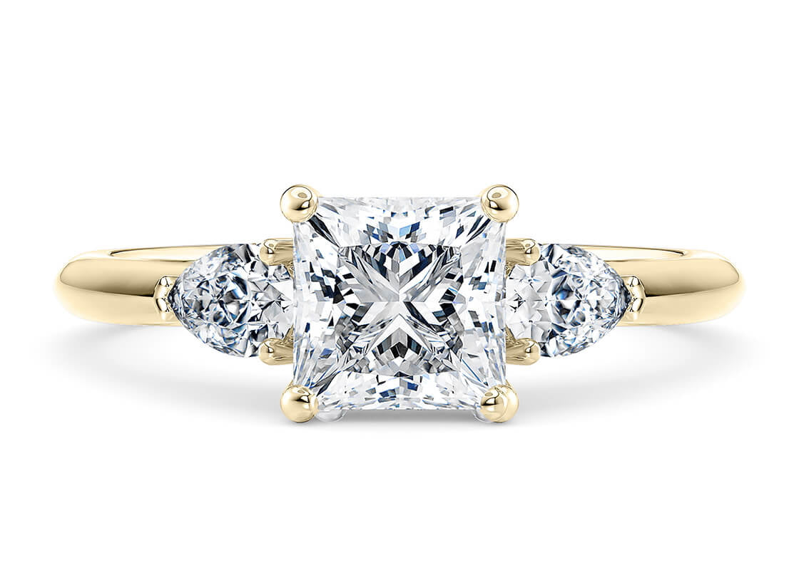 Florence Trilogy Yellow Gold 18k Princess Engagement Ring