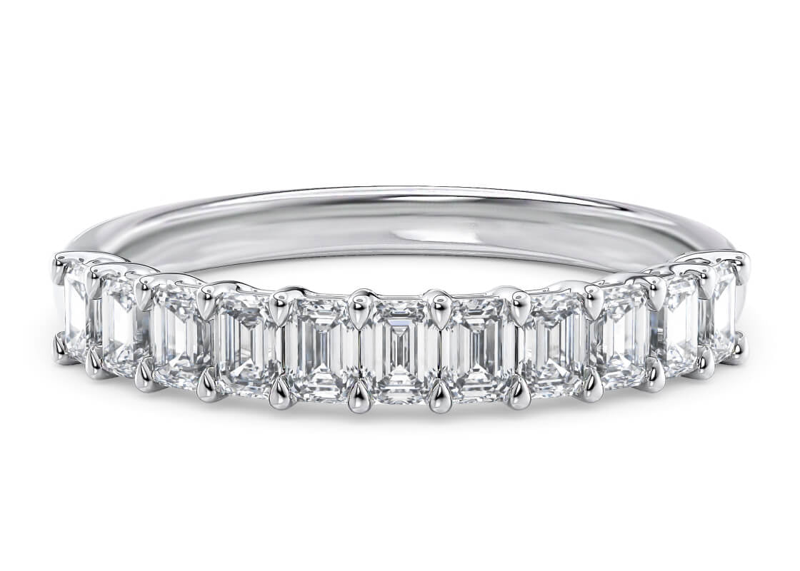 Regent Emerald Half Set White Gold 18k Natural Eternity Ring