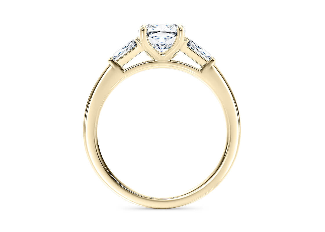 Alexandria Trilogy Yellow Gold 18k Cushion Engagement Ring