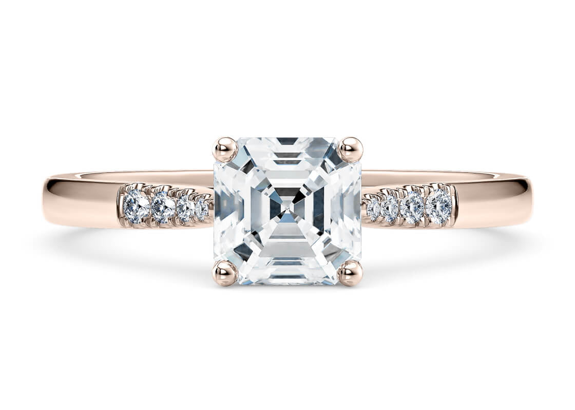 Thea Diamond Band Rose Gold 18k Asscher Engagement Ring