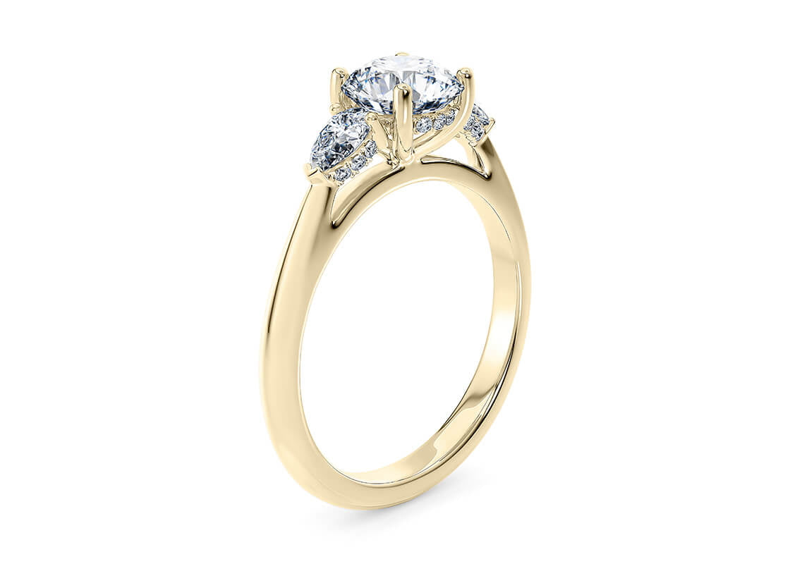Florence Trilogy Yellow Gold 18k Round Engagement Ring