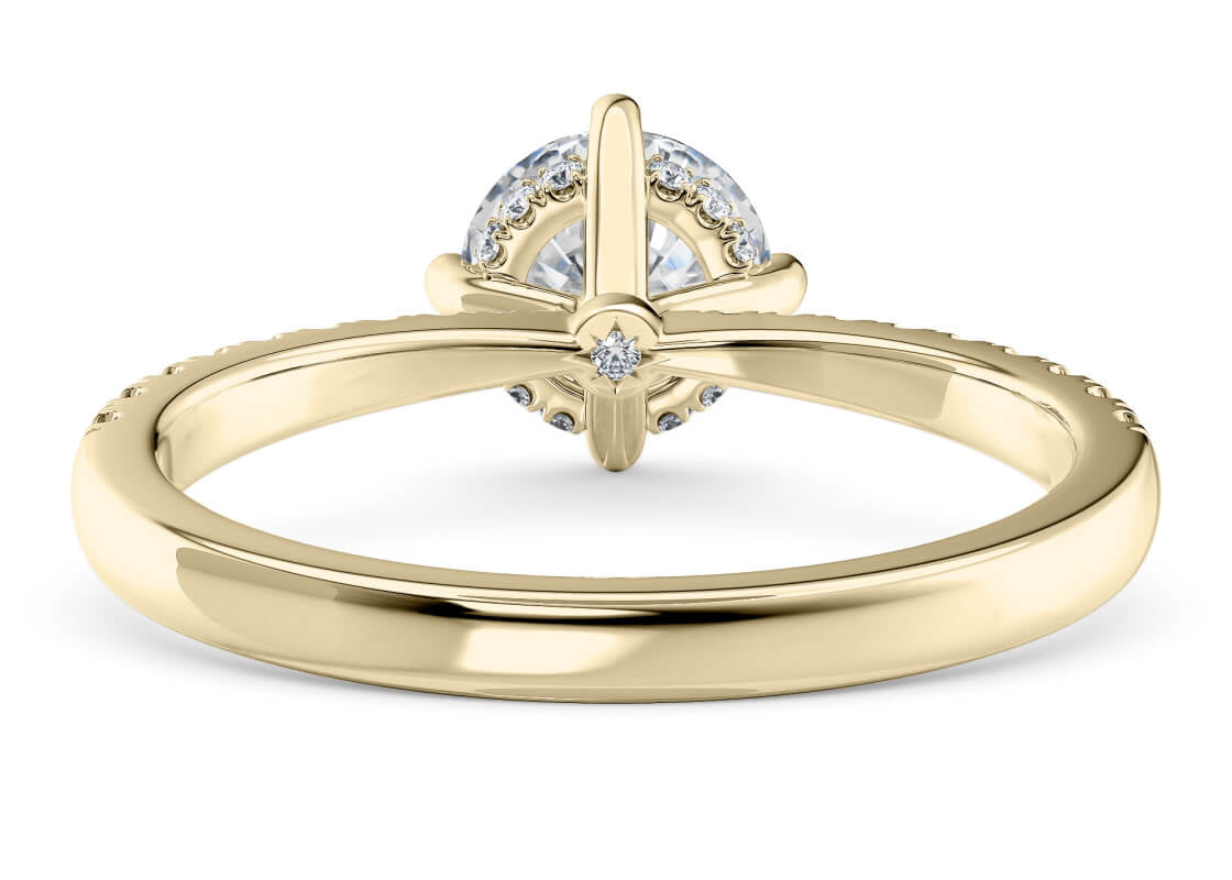Asteria Compass Diamond Band Yellow Gold 18k Round Engagement Ring