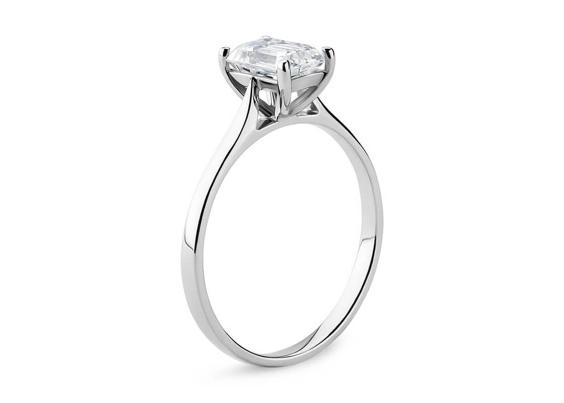 Contour Solitaire Platinum Emerald Engagement Ring