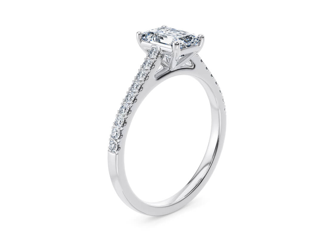 1477 Vintage Platinum Emerald Engagement Ring