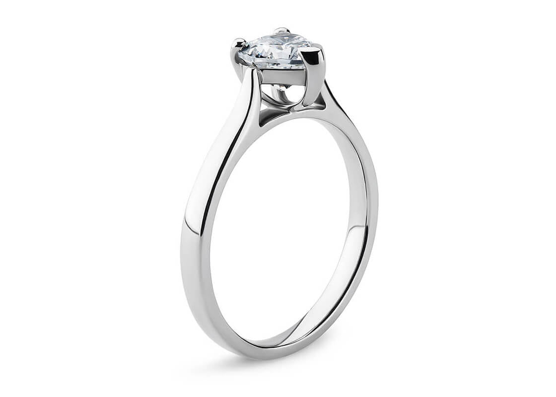 Contour Solitaire Platinum Heart Engagement Ring