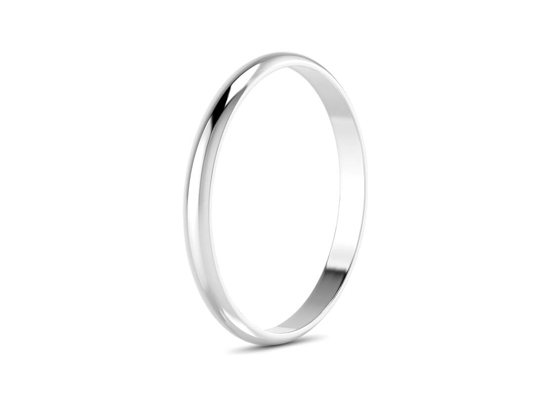 D-Shape White Gold 18k Wedding Band