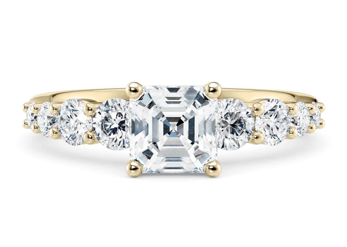 Lyra Diamond Band Yellow Gold 18k Asscher Engagement Ring