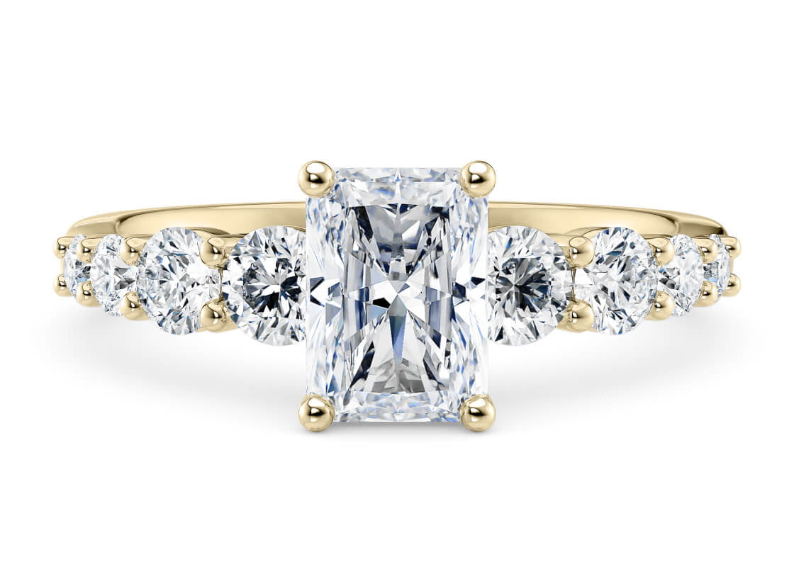 Lyra Diamond Band Yellow Gold 18k Radiant Engagement Ring