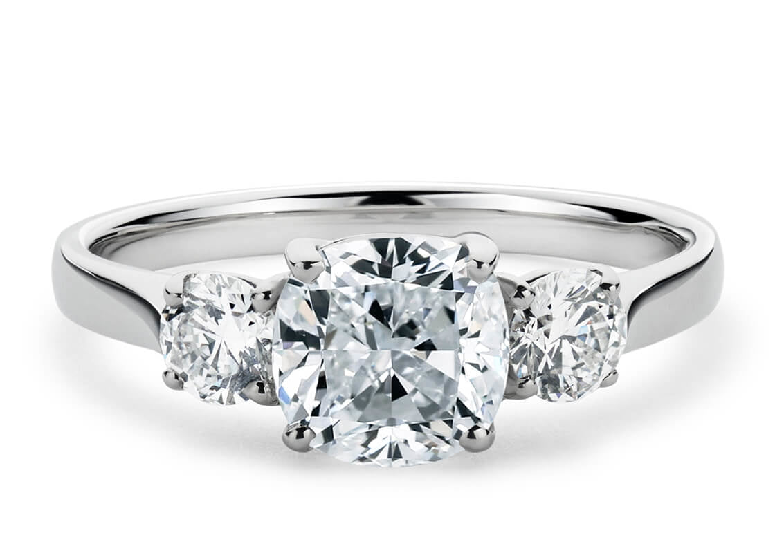 Roma Trilogy Platinum Cushion Engagement Ring