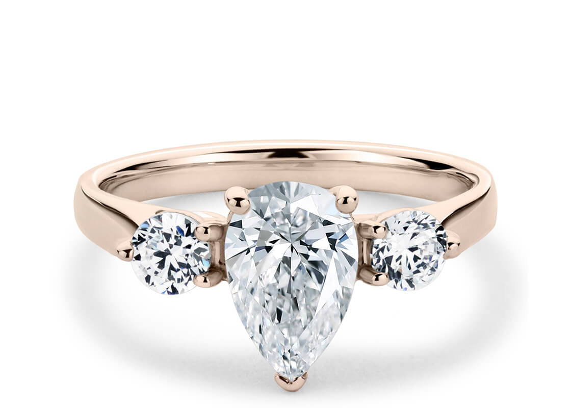 Roma Trilogy Rose Gold 18k Pear Engagement Ring