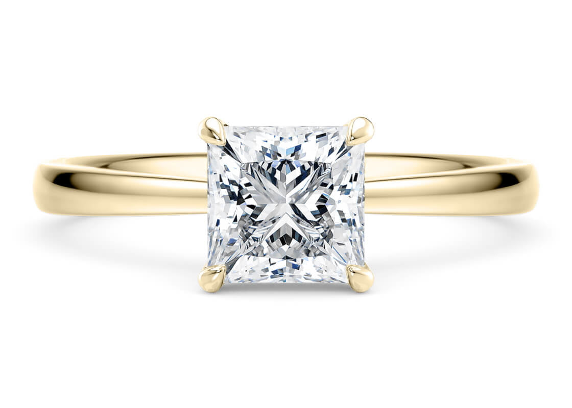 Starlight Solitaire Yellow Gold 18k Princess Engagement Ring
