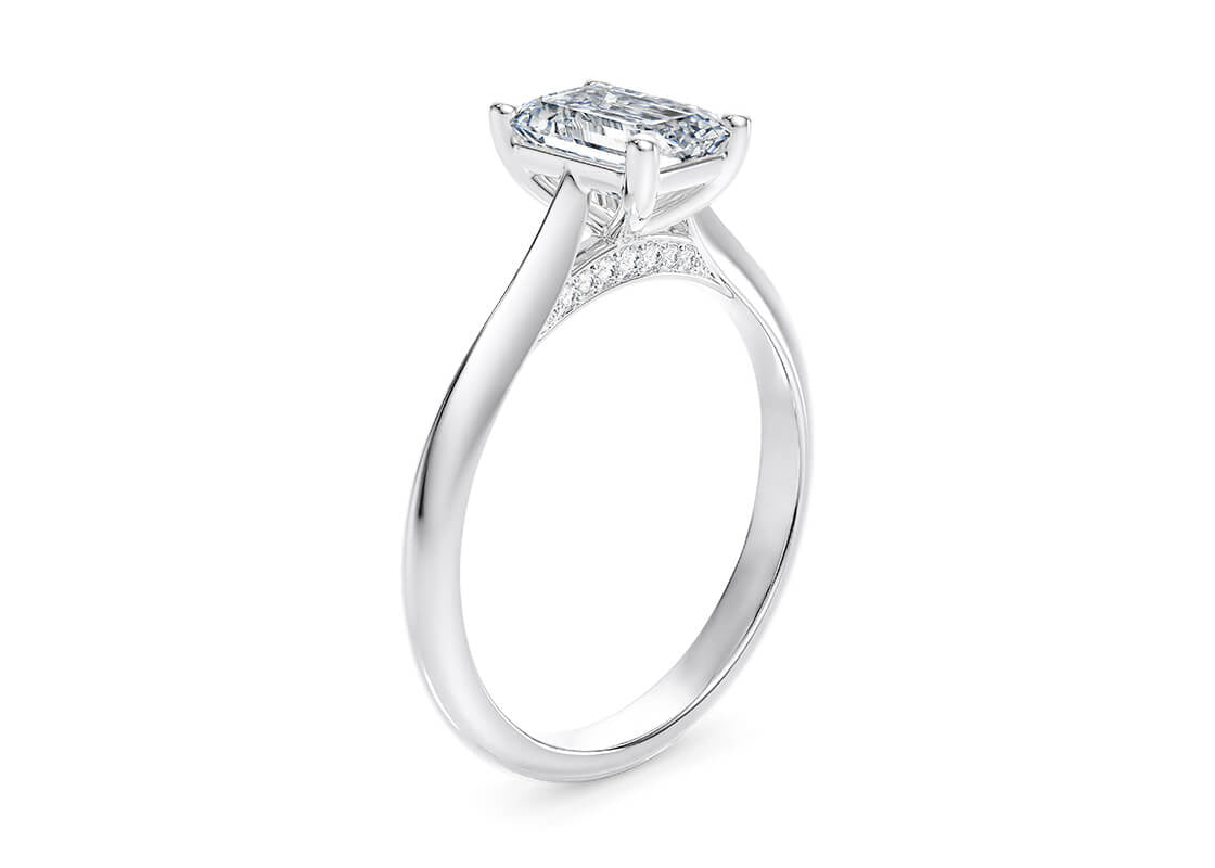 Iris Solitaire Platinum Emerald Engagement Ring