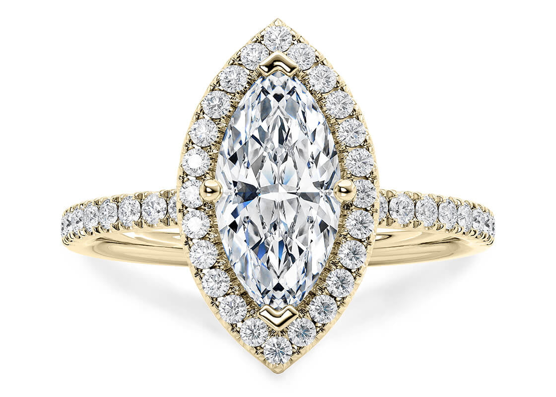 Isabella Halo Yellow Gold 18k Marquise Engagement Ring