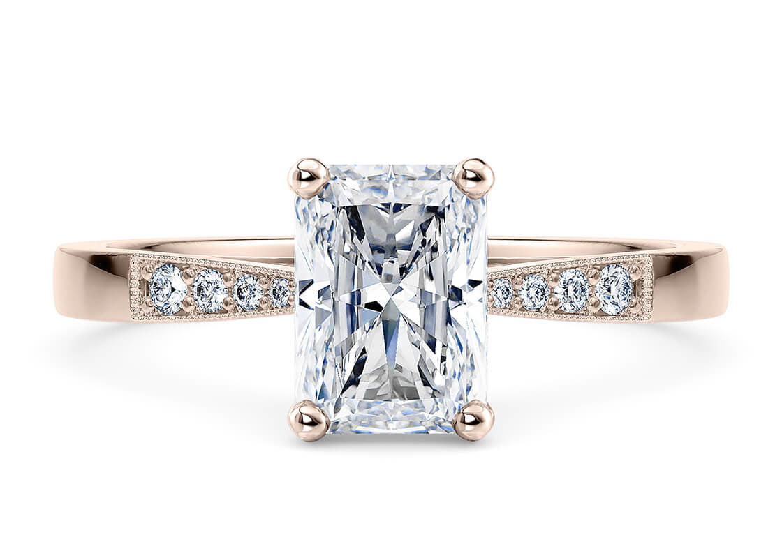 Delicacy Vintage Rose Gold 18k Radiant Engagement Ring