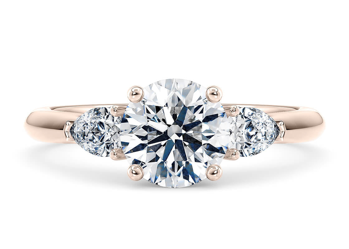 Florence Trilogy Rose Gold 18k Round Engagement Ring