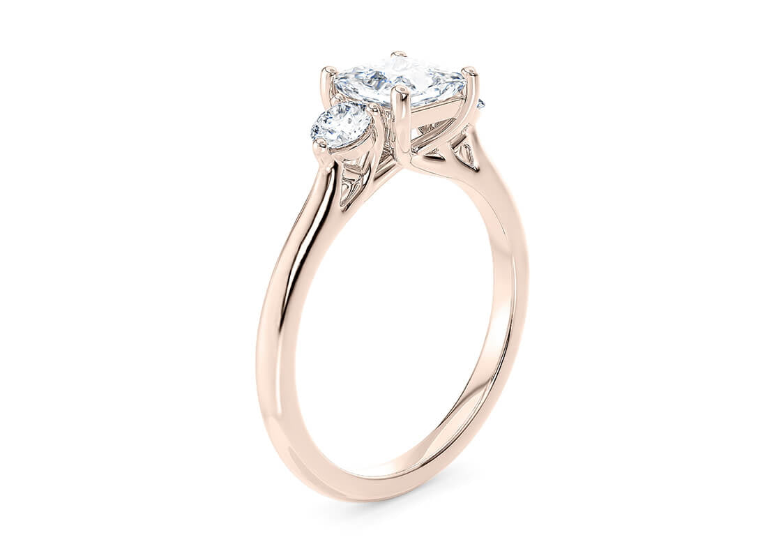 Valencia Trilogy Rose Gold 18k Princess Engagement Ring