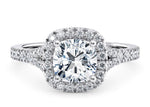Battersea Halo Platinum Cushion Engagement Ring