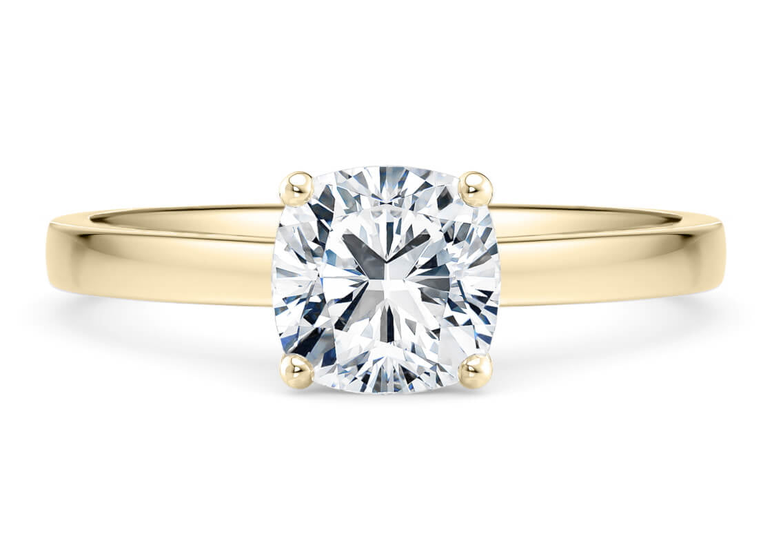 1477 Classic Solitaire Yellow Gold 18k Cushion Engagement Ring