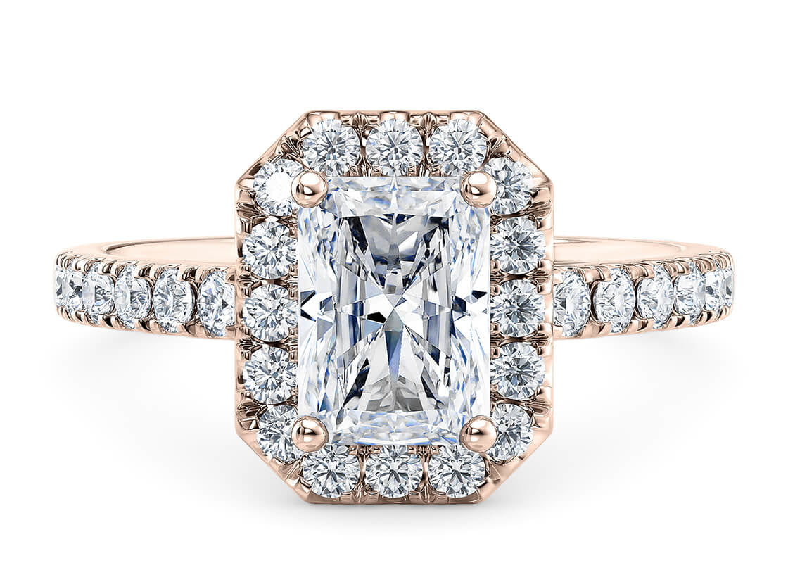 Medici Halo Rose Gold 18k Radiant Engagement Ring