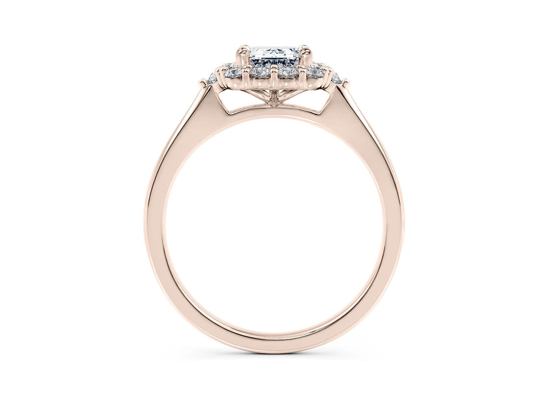 Hampstead Halo Rose Gold 18k Emerald Engagement Ring
