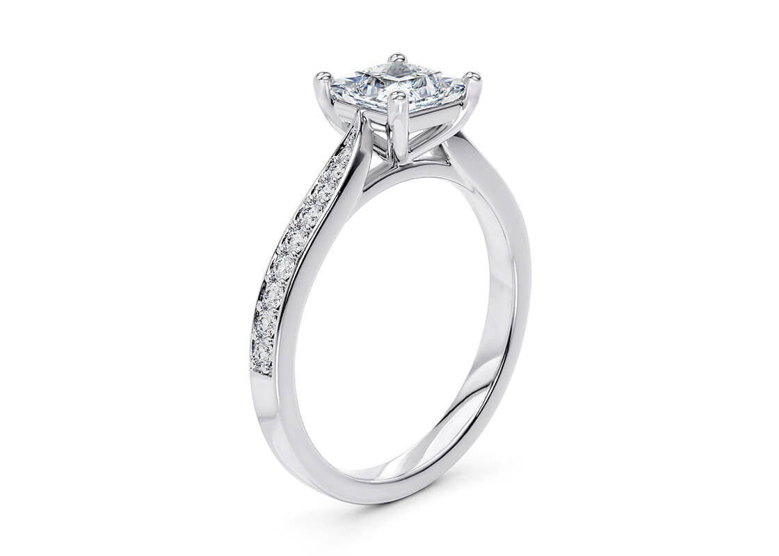 Victoria Diamond Band Platinum Princess Engagement Ring