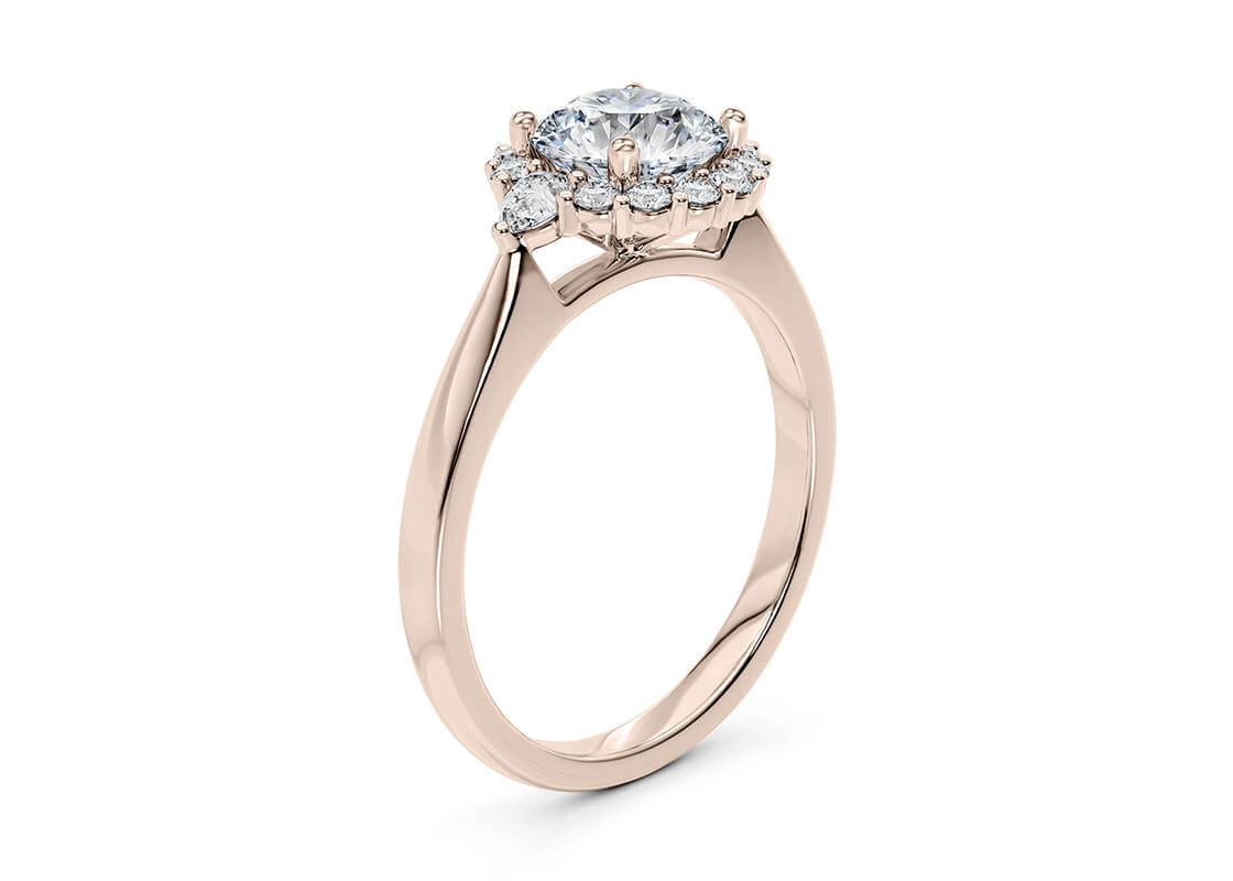 Hampstead Halo Rose Gold 18k Round Engagement Ring