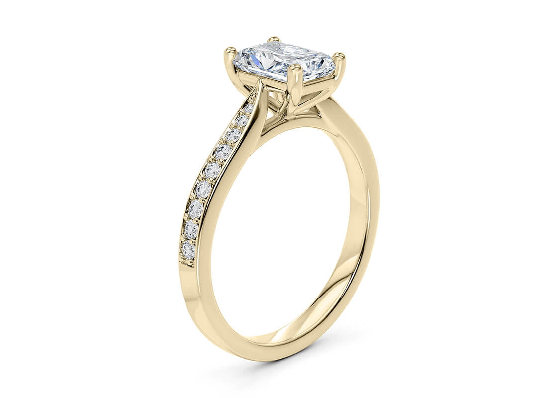 Victoria Diamond Band Yellow Gold 18k Radiant Engagement Ring